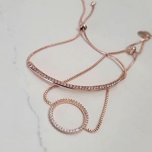 Set of two rose gold rhinestone bracelets